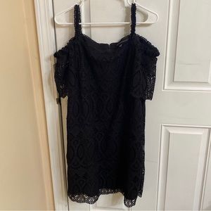 EUC WHBM Black Lace Off Shoulder MIDI Dress size 14